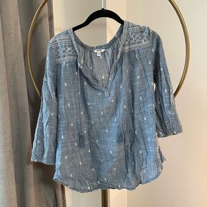 Boho chambray shirt 3/4 sleeve